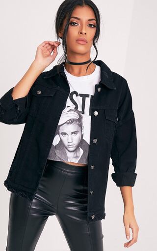 Black Denim Jacket Distressed Online 