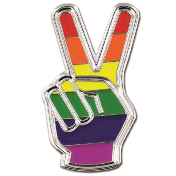 Rainbow Peace Sign Finger LGBT Enamel Lapel Pin - Women Of Edm