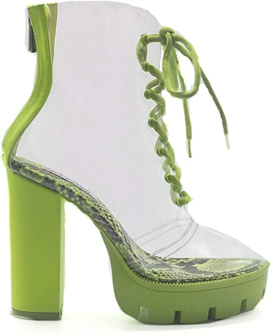 high heel boots green