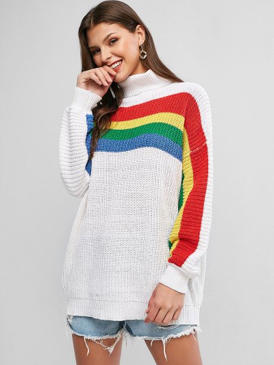 rainbow striped turtleneck