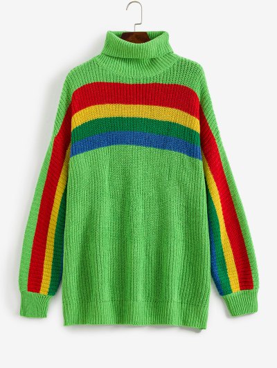 rainbow striped turtleneck