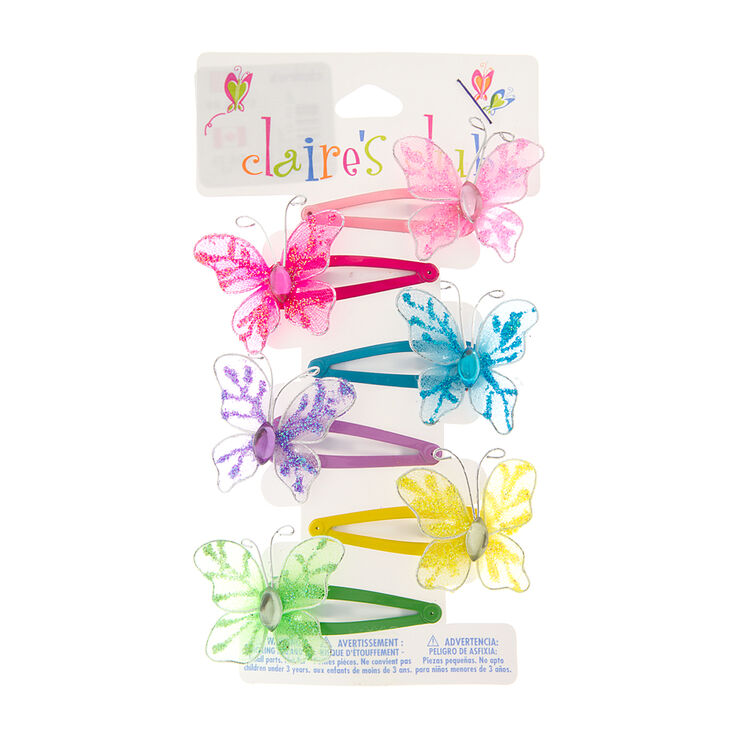 Club Rainbow Butterfly Snap Hair Clips - 6 Pack - Women Of Edm