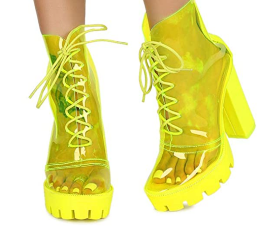 platform ankle boots with translucent sole