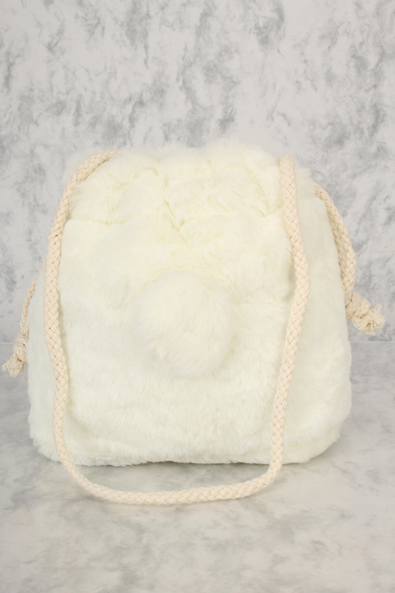 fluffy white purse