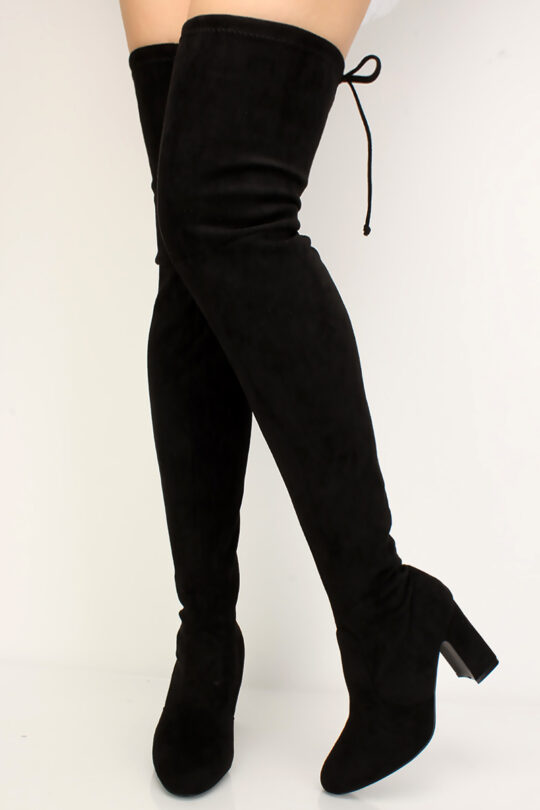 Black Suede High Heel Stay Up Thigh High Over The Knee Boots Women Of Edm 
