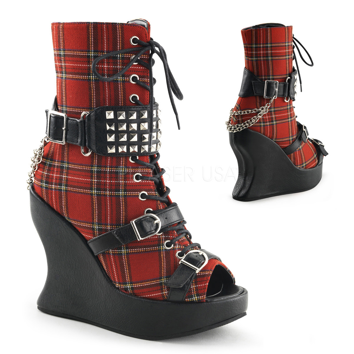 red plaid booties