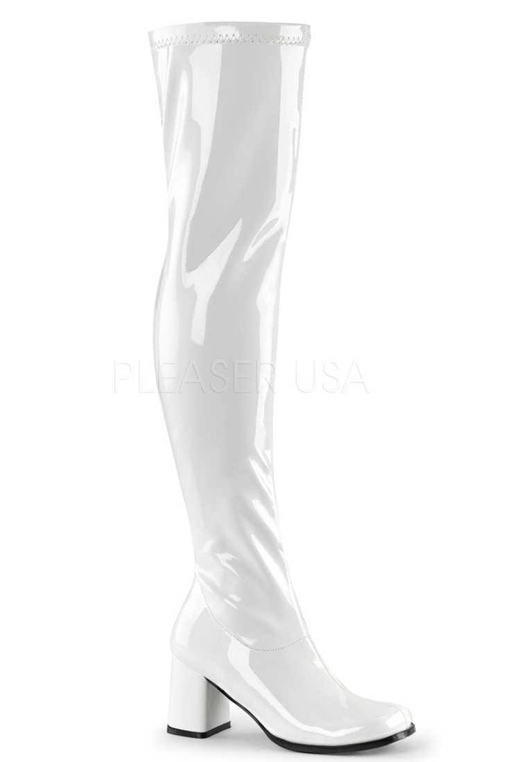 white block heel boots knee high