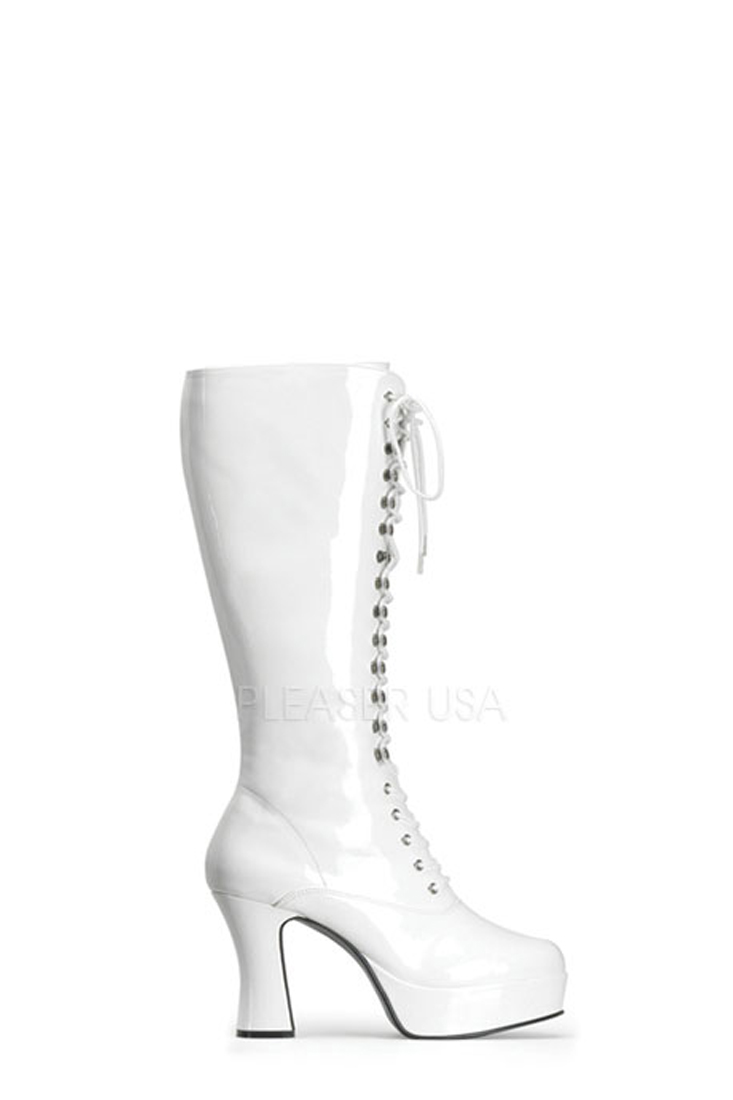 white long platform boots