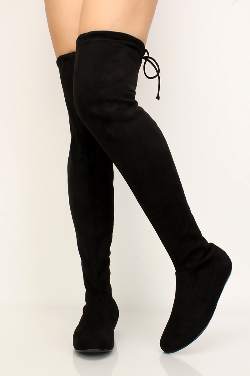 suede thigh high boots no heel