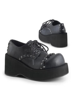 platform black lace up shoes