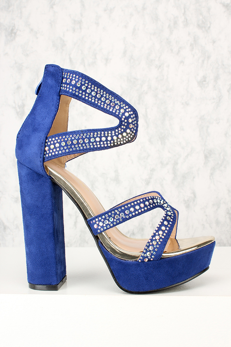 blue strappy stilettos