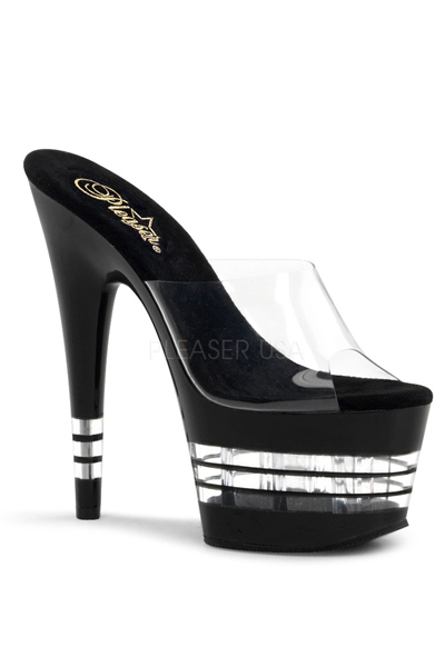 black and clear platform heels