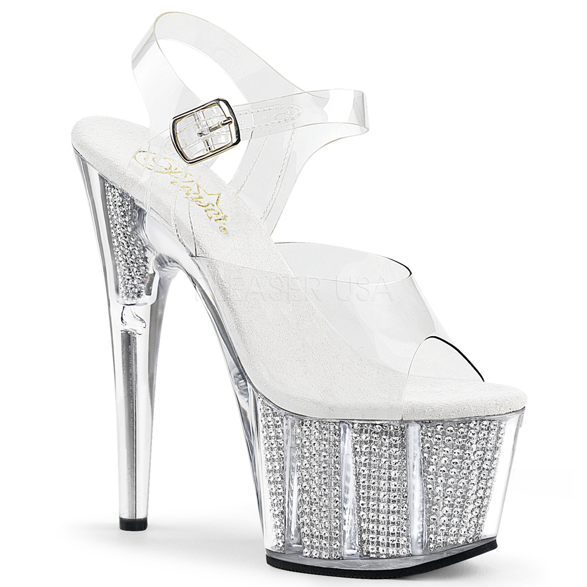 clear stiletto heels with diamonds