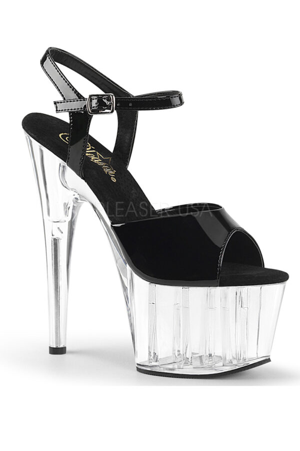 black and clear platform heels