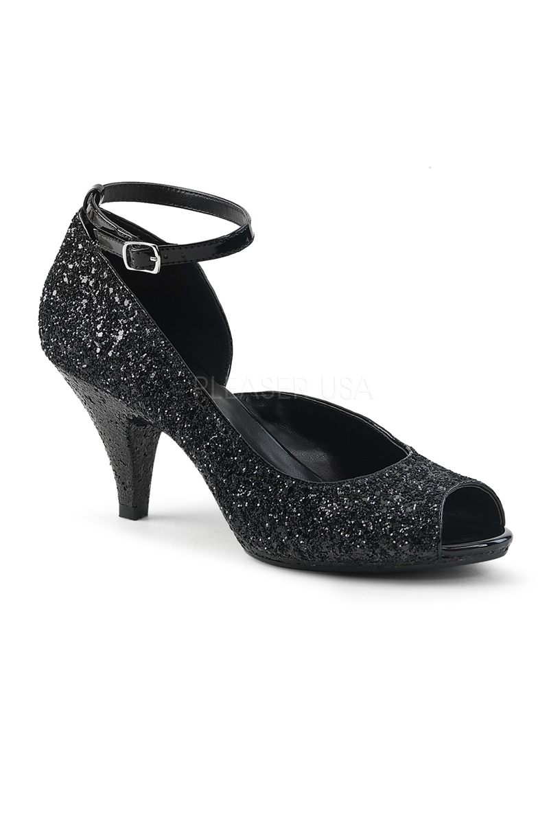 black sparkly platform heels