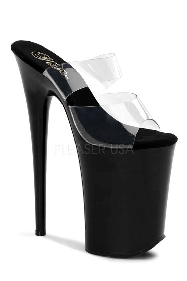 black pvc heels