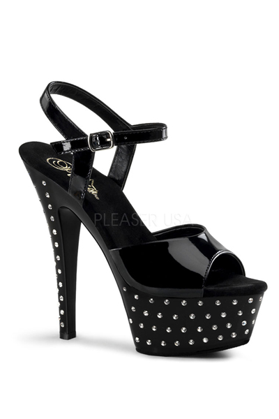 black rhinestone platform heels