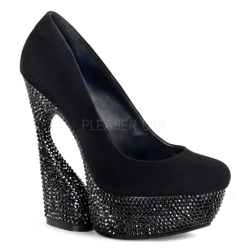 sparkly black platform heels