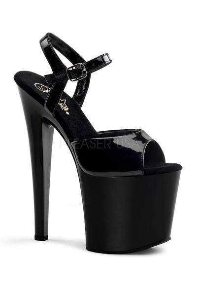 black strappy platform high heels