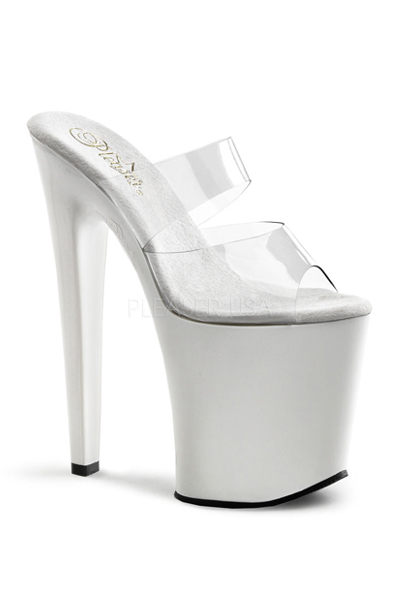 white clear pointed heels
