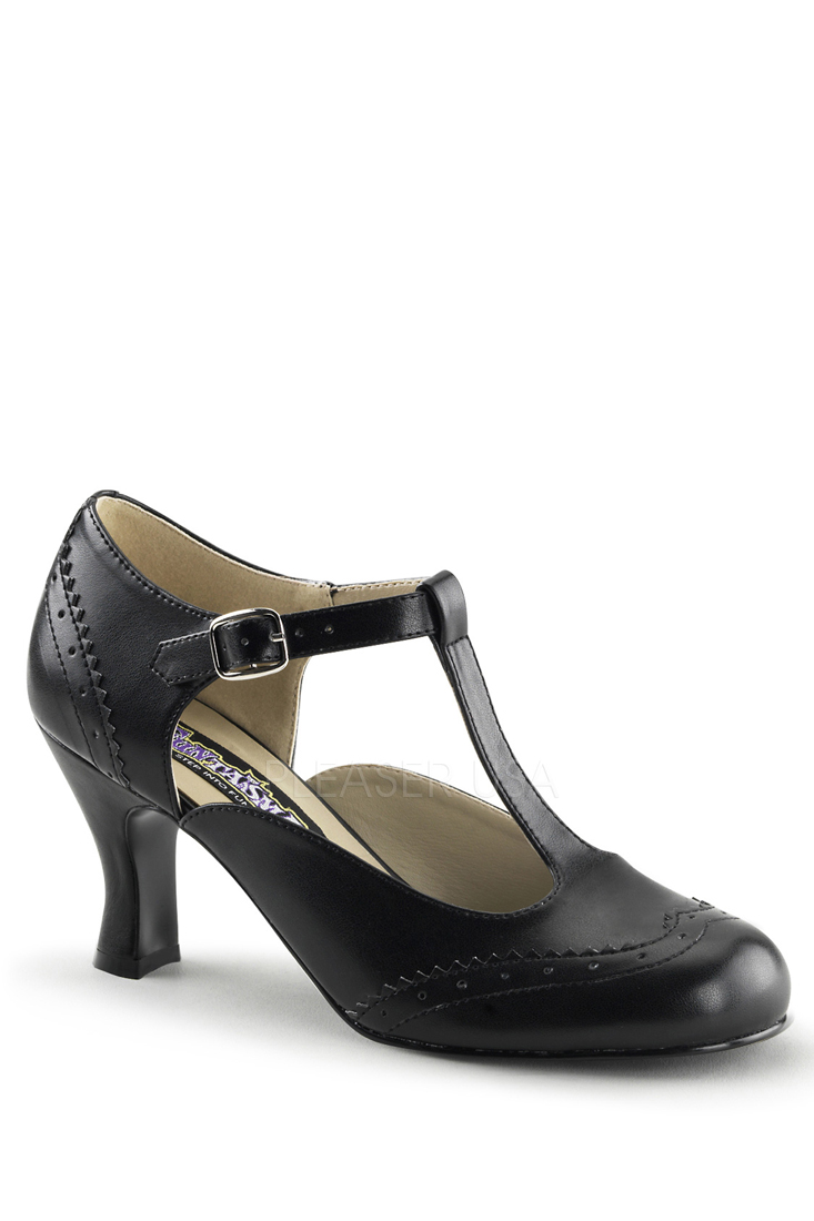 black wingtip heels