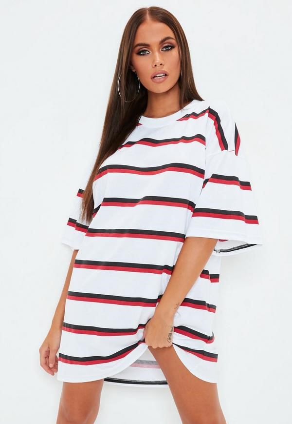 double stripe t shirt dress - Women of Edm