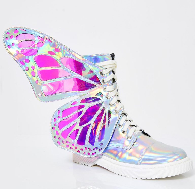 Hologram Butterfly Combat Boots - SOLD OUT - Women of Edm