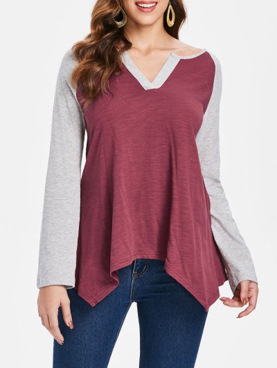 Raglan Sleeve Asymmetrical T Shirt - Women of Edm