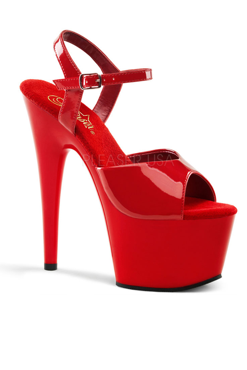 Sexy Red Stiletto High Platform Heels Patent Faux Leather - Women of Edm