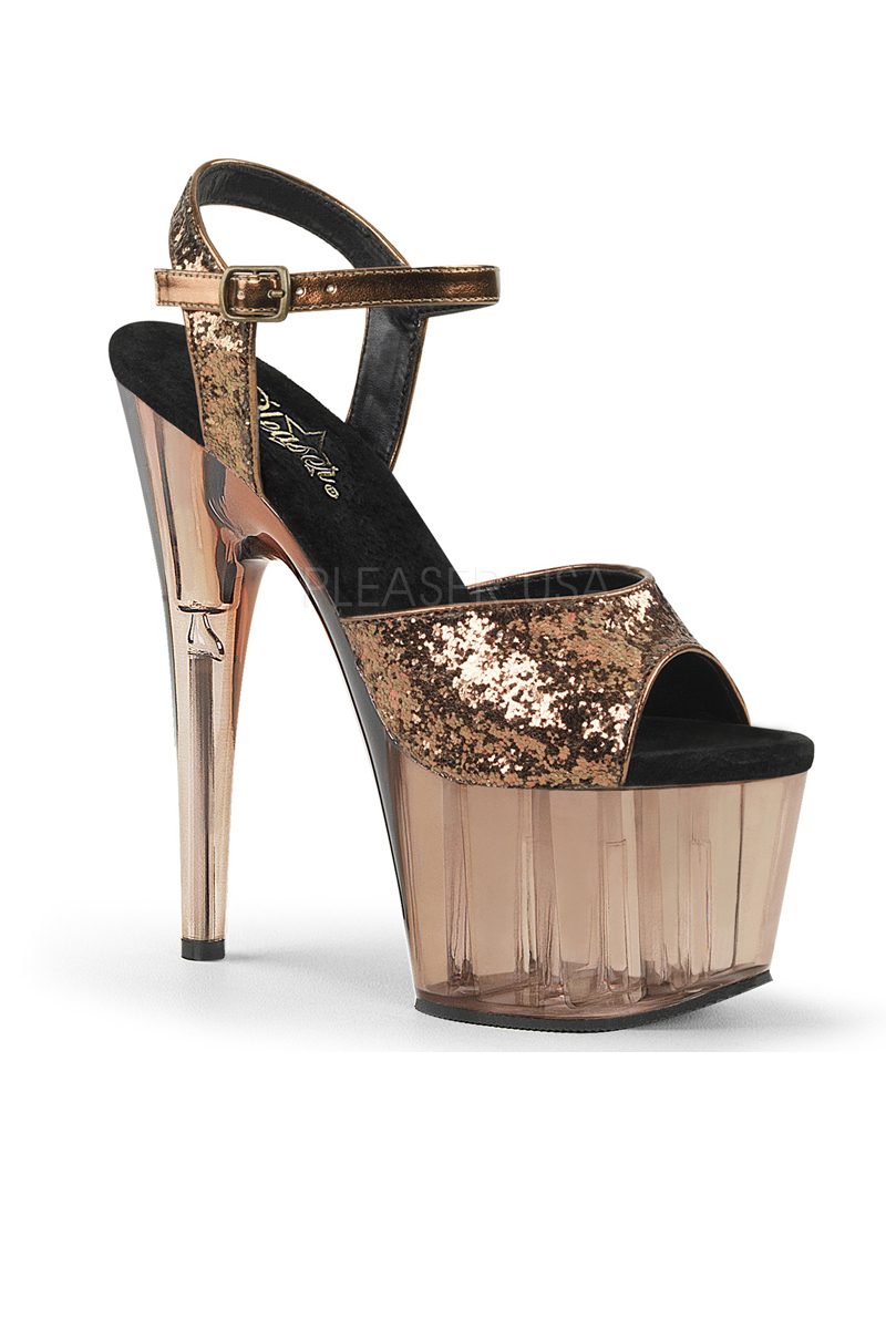 Sexy Bronze Glitter Tinted Platform Stiletto High Heels - Women of Edm