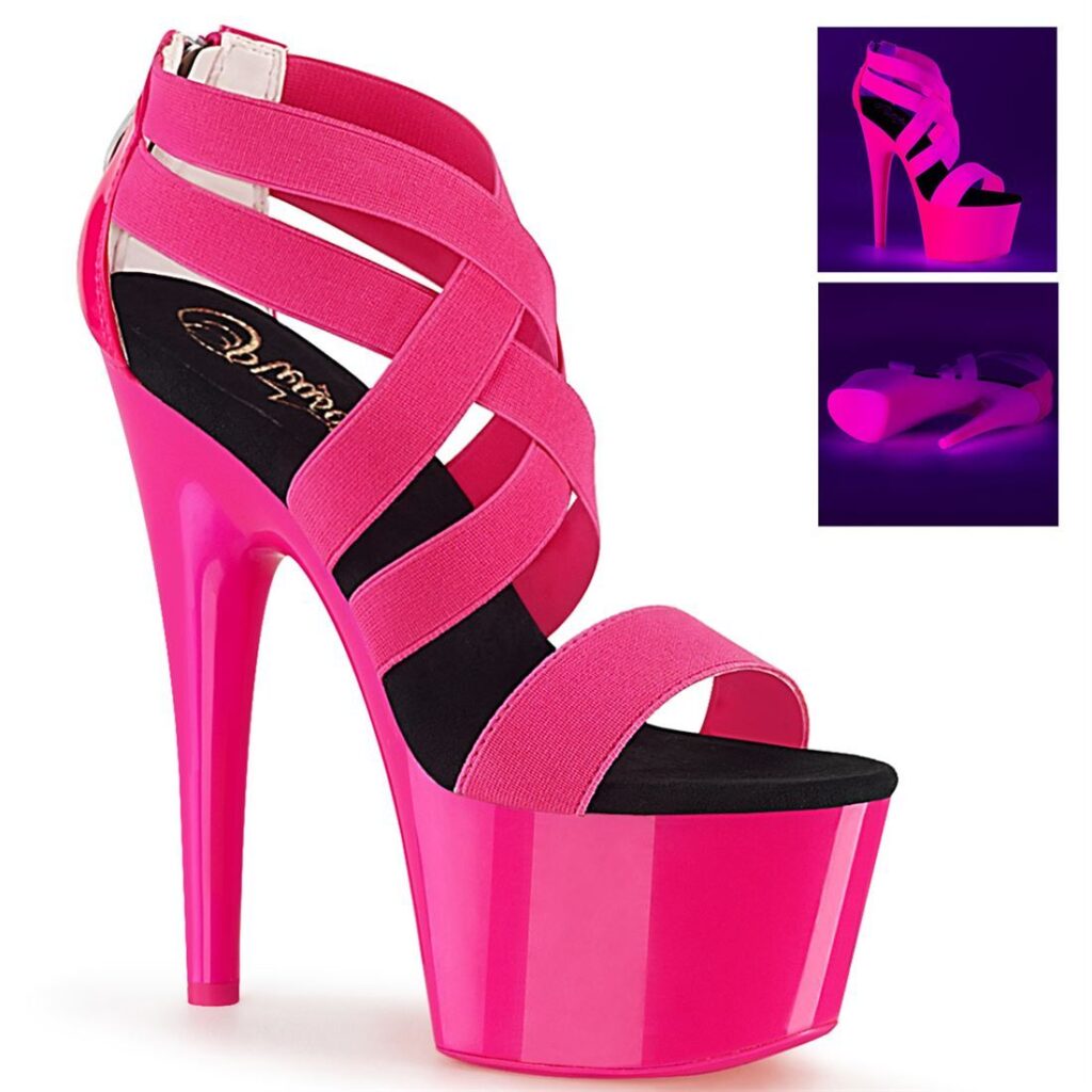 Neon Hot Pink Strappy Platform Heels - Women of Edm