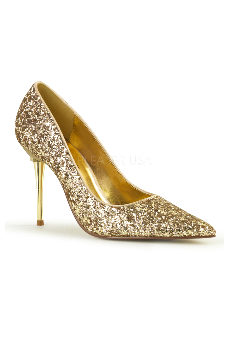 Sexy Gold Glitter Pointy Close Toe Single Sole Stiletto High Heels ...