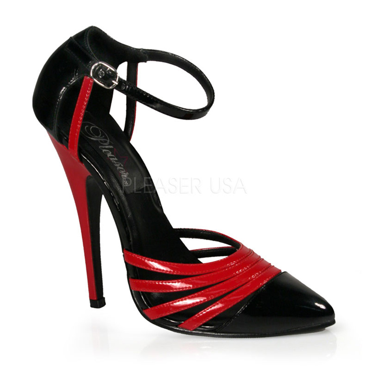 Black Red Patent Two Tone Single Sole High Heels - Women of Edm