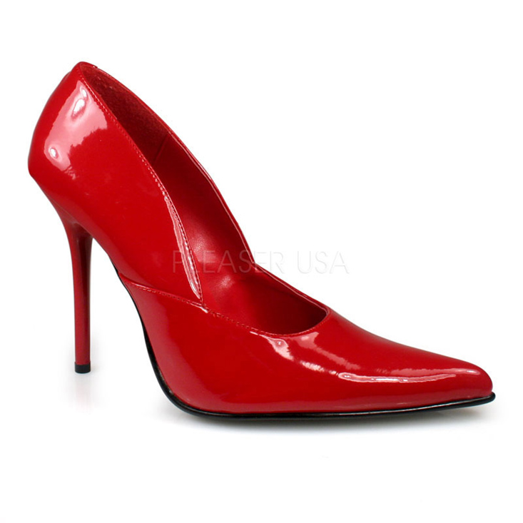 Red Pointed Closed Toe Pump High Heels Patent - Women of Edm