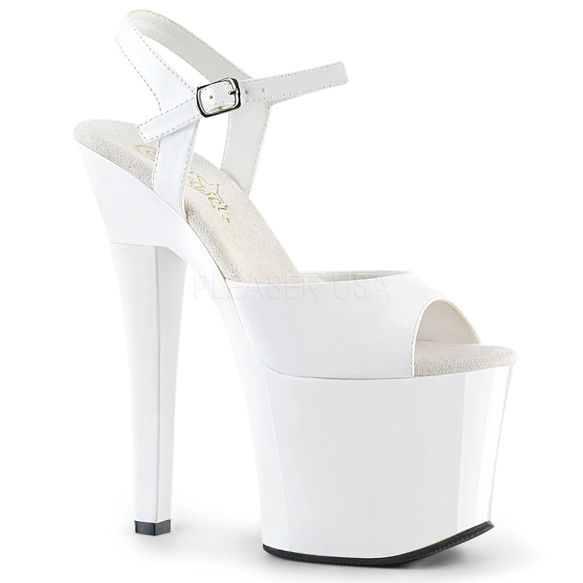 White Faux Leather Platform High Heels - Women of Edm